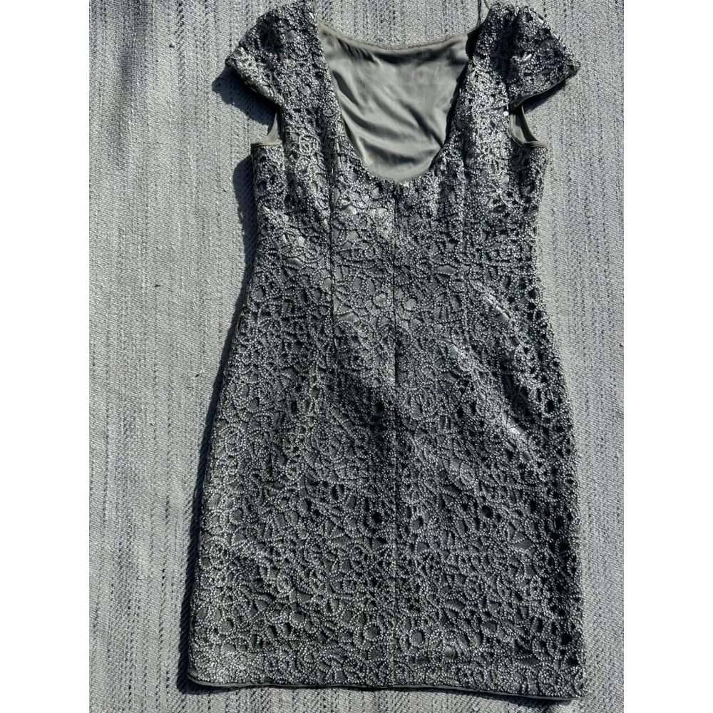 Simply Liliana Womens Silver Gray 8 Dress Sequence Formal Shimmer Sheath Midi - Picture 7 of 14